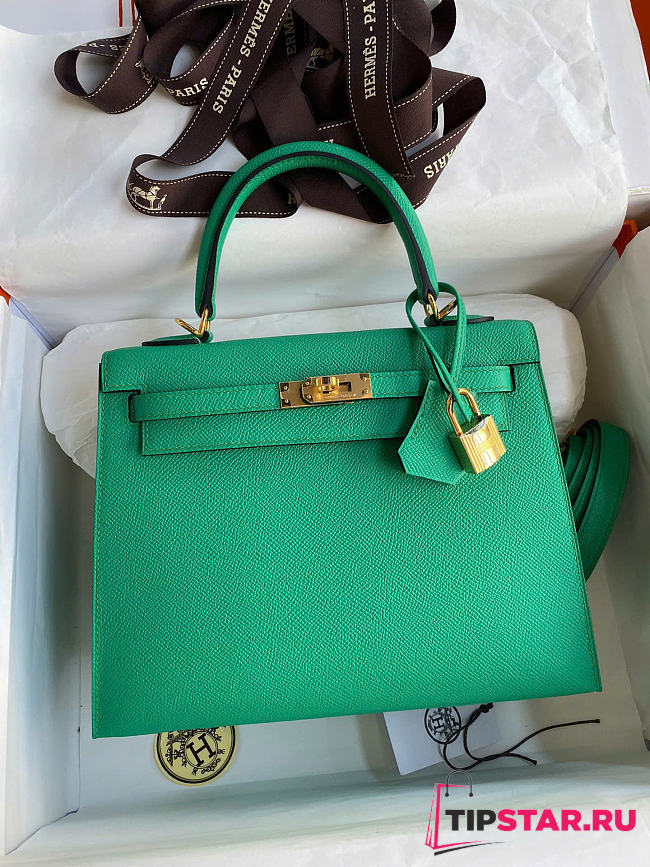 Hermes Kelly 28 in Cactus Epsom leather green - 1
