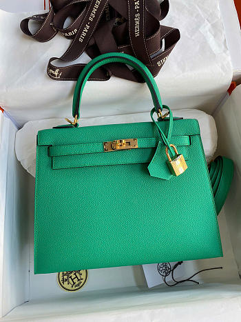 Hermes Kelly 28 in Cactus Epsom leather green
