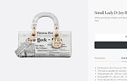 Dior Small Lady D-Joy Bag White and Black Calfskin with Newspaper Print - 3