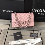 Chanel Classic Flap Chain Bag Lambskin Pink Silver - A01112- 25cm - 1