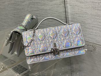 Dior Lady Handbag in Silver with Pearl Chain