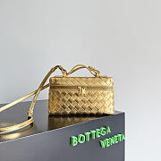 Bottega Veneta Bang Bang Vanity case in Intrecciato wood-embossed gold - 1