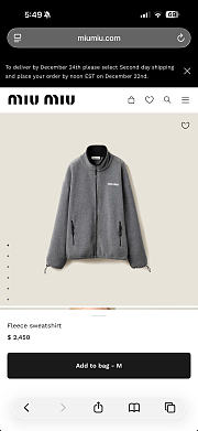 Miumiu Fleece sweatshirt in grey - 5