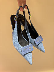 Celine New Kitten Heel Sandals Blue Denim - 1