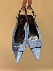 Celine New Kitten Heel Sandals Blue Denim - 6