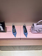 Celine New Kitten Heel Sandals Blue Denim - 3