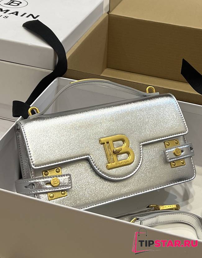 Balmain Smooth leather B-Buzz 24 bag Emerald Silver - 1