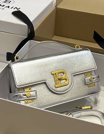 Balmain Smooth leather B-Buzz 24 bag Emerald Silver