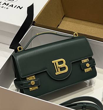 Balmain Smooth leather B-Buzz 24 bag green