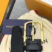 Louis Vuitton Damier Heritage belt grain leather gold hardware 3.5 cm in black - 3