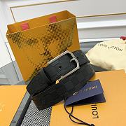 Louis Vuitton Damier Heritage belt grain leather silver hardware 3.5 cm in black - 1