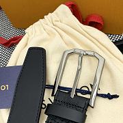 Louis Vuitton Damier Heritage belt grain leather silver hardware 3.5 cm in black - 5