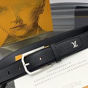 Louis Vuitton Heritage belt grain leather silver hardware 3.5 cm in black - 4