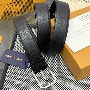 Louis Vuitton Heritage belt grain leather silver hardware 3.5 cm in black - 5
