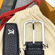 Louis Vuitton Heritage belt grain leather silver hardware 3.5 cm in black - 3