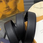Louis Vuitton Heritage belt grain leather silver hardware 3.5 cm in black - 2