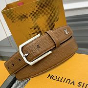 Louis Vuitton Heritage belt grain leather silver hardware 3.5 cm in brown - 1