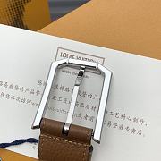 Louis Vuitton Heritage belt grain leather silver hardware 3.5 cm in brown - 5