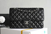 Chanel Classic Double Flap Bag Caviar Silver Black - 1
