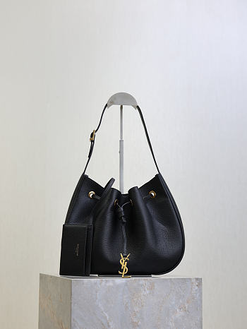 YSL PARIS VII hobo in grained leather black
