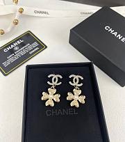Chanel Double C Pendant Gold Four-Leaf Clover Earrings - 1