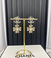 Chanel Double C Pendant Gold Four-Leaf Clover Earrings - 6