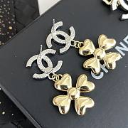 Chanel Double C Pendant Gold Four-Leaf Clover Earrings - 2