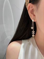 Chanel Double Chain Tassel Heart Double C Earrings - 4
