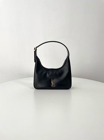 Ysl Calypso Mini Black Plunged Leather Hobo Bag Black