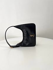 Ysl Calypso Mini Black Plunged Leather Hobo Bag Black - 6