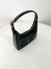 Ysl Calypso Mini Black Plunged Leather Hobo Bag Black - 4