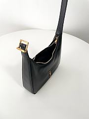 Ysl Calypso Mini Black Plunged Leather Hobo Bag Black - 2