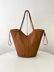 Ysl Saint Laurent Santorini Lux Calfskin Y Drawstring Tote Brown - 1