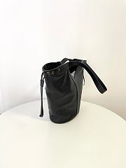 Ysl Saint Laurent Santorini Lux Calfskin Y Drawstring Tote Black - 5