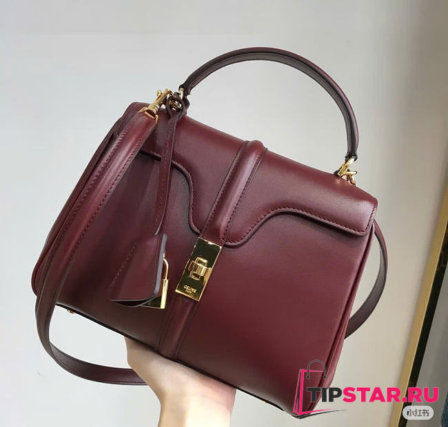 Celine Small 16 Bag Burgundy Calfskin size 23 x 19 x 10.5 cm - 1
