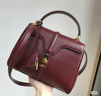 Celine Small 16 Bag Burgundy Calfskin size 23 x 19 x 10.5 cm