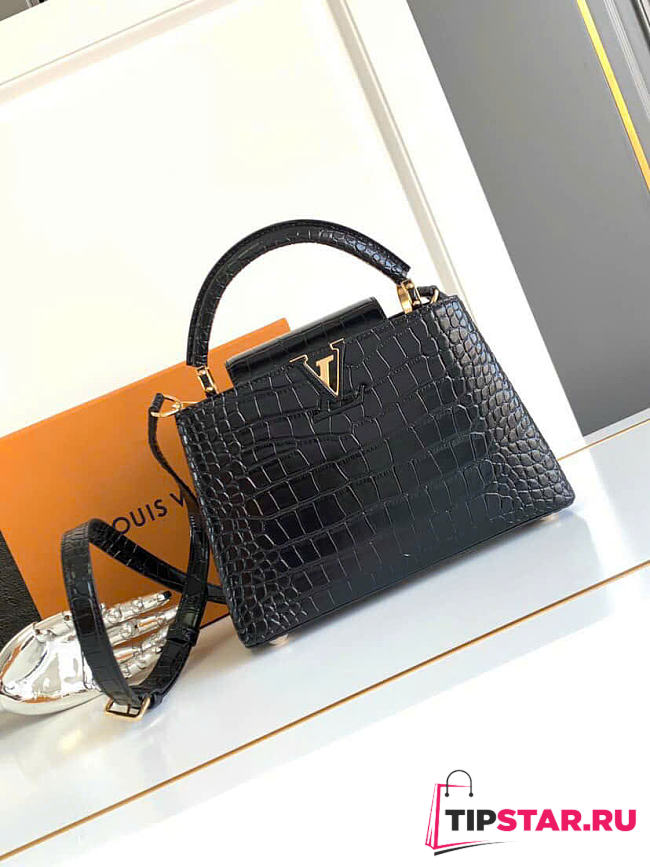 Louis Vuitton Capucines BB Bag Crocodile Leather In Black - 1
