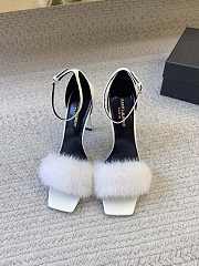 Ysl Saint Laurent Roy Genuine Mink Fur Sandal White - 1