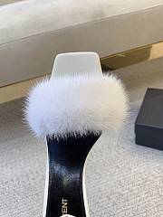 Ysl Saint Laurent Roy Genuine Mink Fur Sandal White - 2