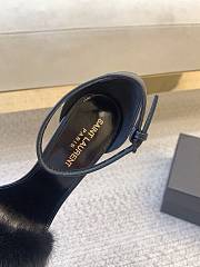 Ysl Saint Laurent Roy Genuine Mink Fur Sandal Black - 6