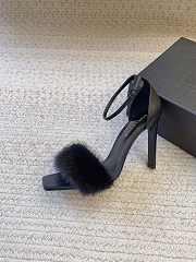 Ysl Saint Laurent Roy Genuine Mink Fur Sandal Black - 3