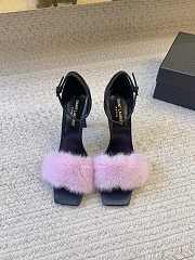Ysl Saint Laurent Roy Genuine Mink Fur Sandal Pink - 1