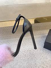 Ysl Saint Laurent Roy Genuine Mink Fur Sandal Pink - 6