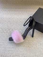 Ysl Saint Laurent Roy Genuine Mink Fur Sandal Pink - 5
