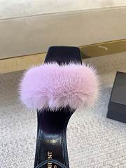 Ysl Saint Laurent Roy Genuine Mink Fur Sandal Pink - 3