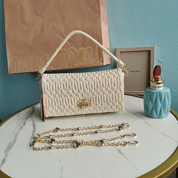 Miumiu Crystal Cloqué Nappa leather bag white