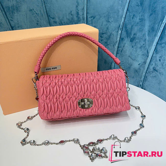 Miumiu Crystal Cloqué Nappa leather bag pink - 1