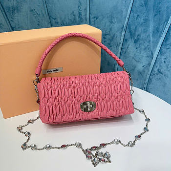 Miumiu Crystal Cloqué Nappa leather bag pink