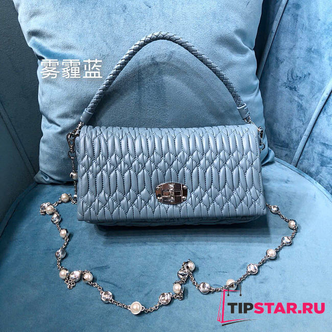 Miumiu Crystal Cloqué Nappa leather bag blue - 1