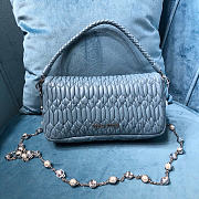 Miumiu Crystal Cloqué Nappa leather bag blue - 6